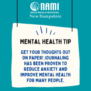 Mental health tip - Get your thoughts out on paper! Journaling has been proven to reduce anxiety and improve mental health for many people.