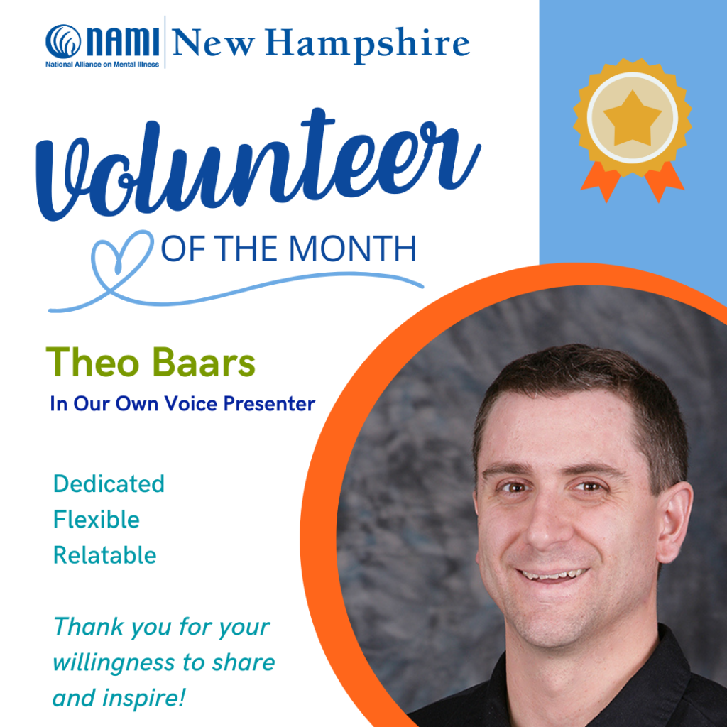 Volunteer of the Month. Theo Baars. In Our Own Voice Presenter.