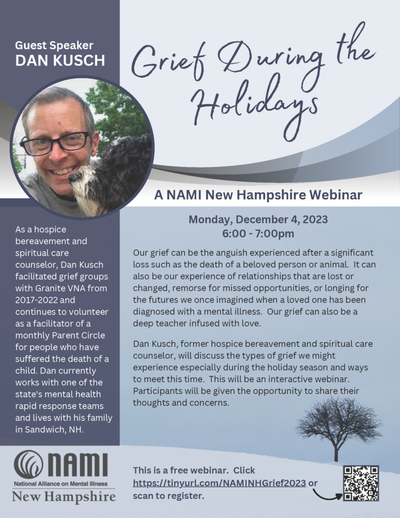 Flyer for Grief During the Holidays Webinar