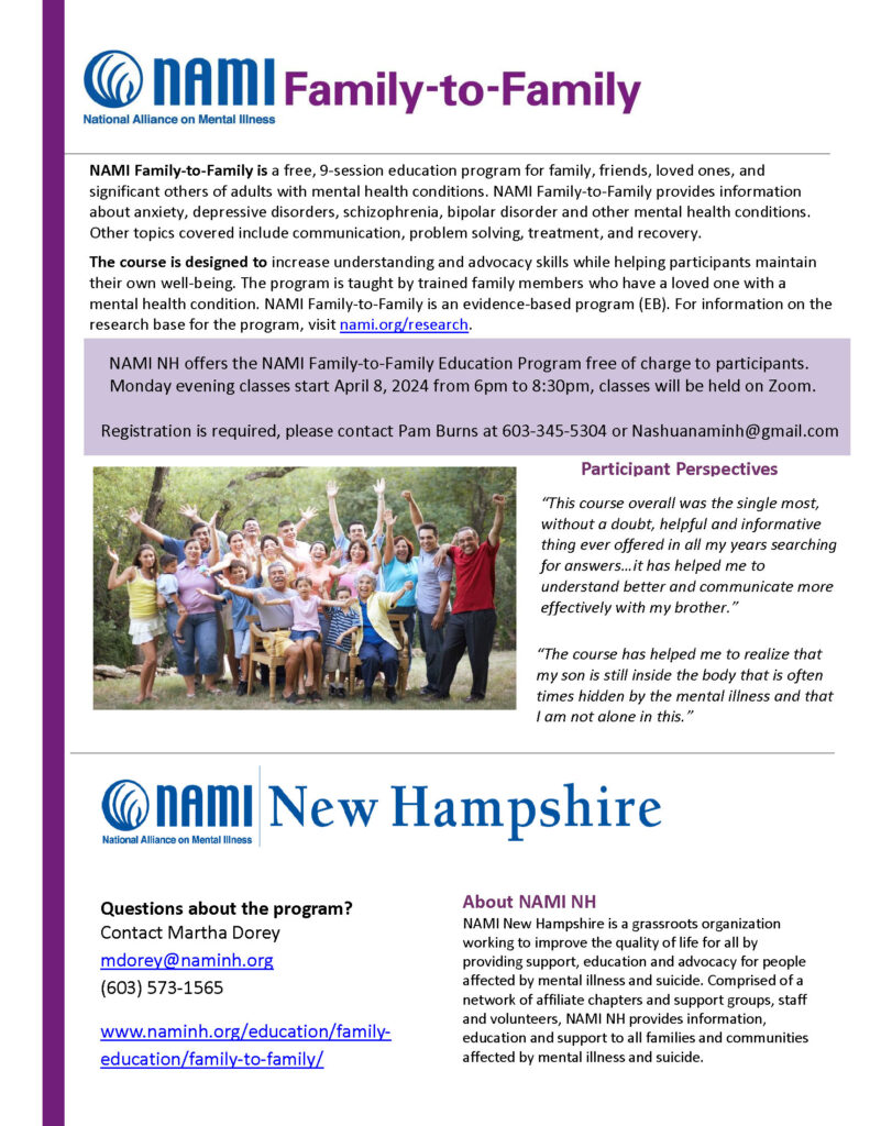 Program flyer with picture of a group of people with their arms raised into the air.