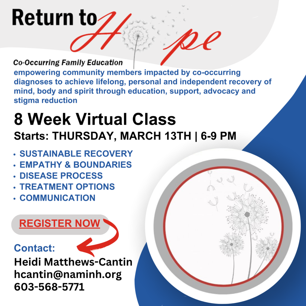 Cross-section of a dandelion like flower within red, white, and grey circle on a blue, white and grey background.