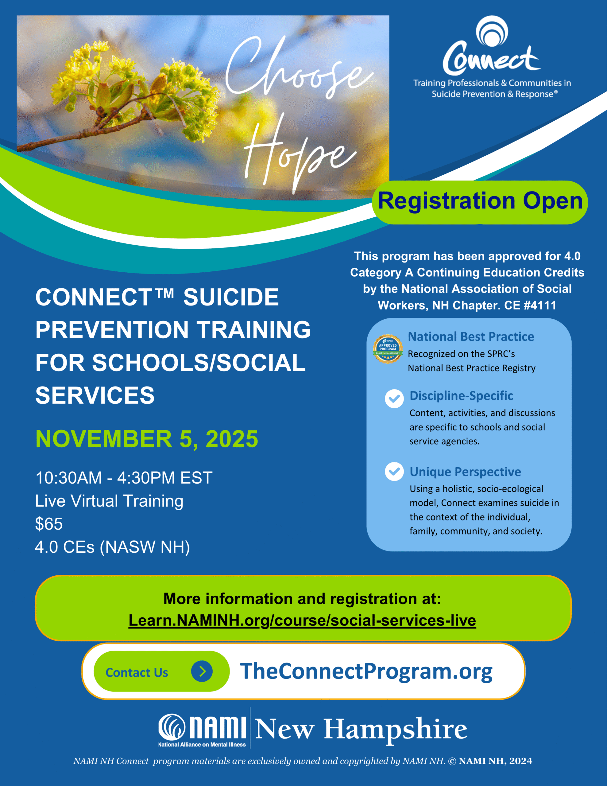 Connect Suicide Prevention Training for Schools/Social Services
