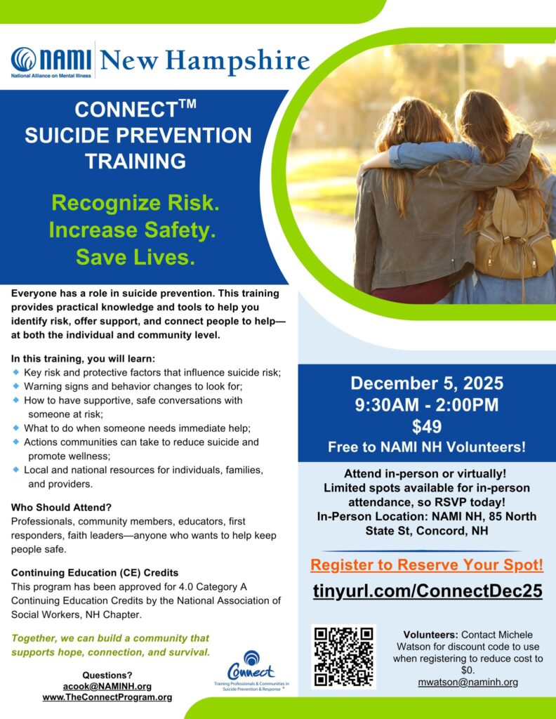 Program flyer with image of two women facing away from the camera and holding an arm around each other.